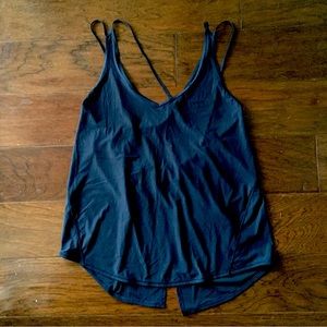 Lululemon Navy Mesh Tie Back Tank - VGUC